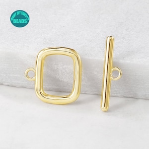 2/4/10/20 Set 14KGold Plated Brass Toggle Clasp,Square Toggle Clasp