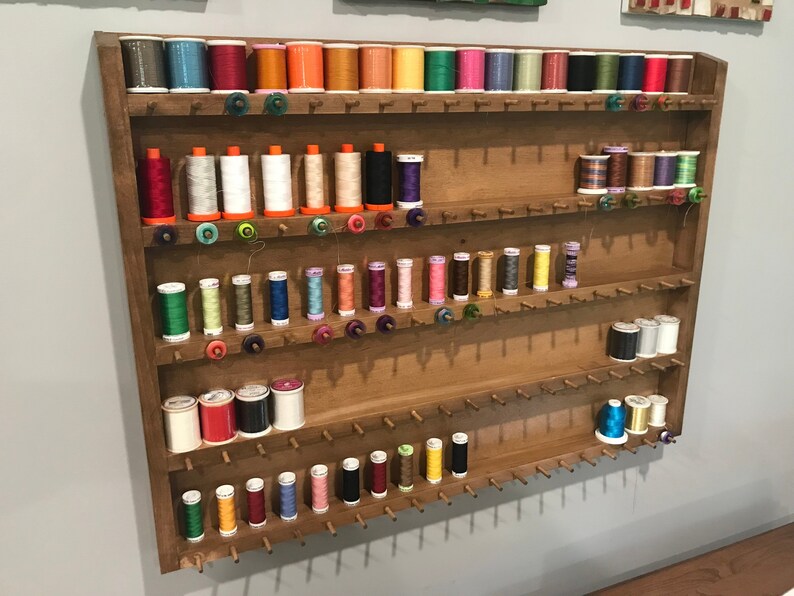 Wall-Mounted Sewing Thread Holder with Hanging Hooks 54-Spool Sewing Thread Rack