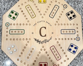 Carbles - 24 in Personalized Carbles Game | 4 and 6 player sides with custom name engraving | includes marbles and cards