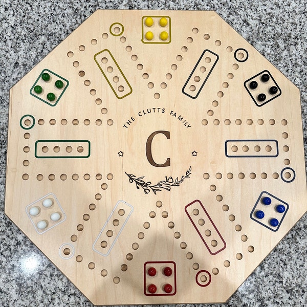 Carbles - 24 in Personalized Carbles Game | 4 and 6 player sides with custom name engraving | includes marbles and cards