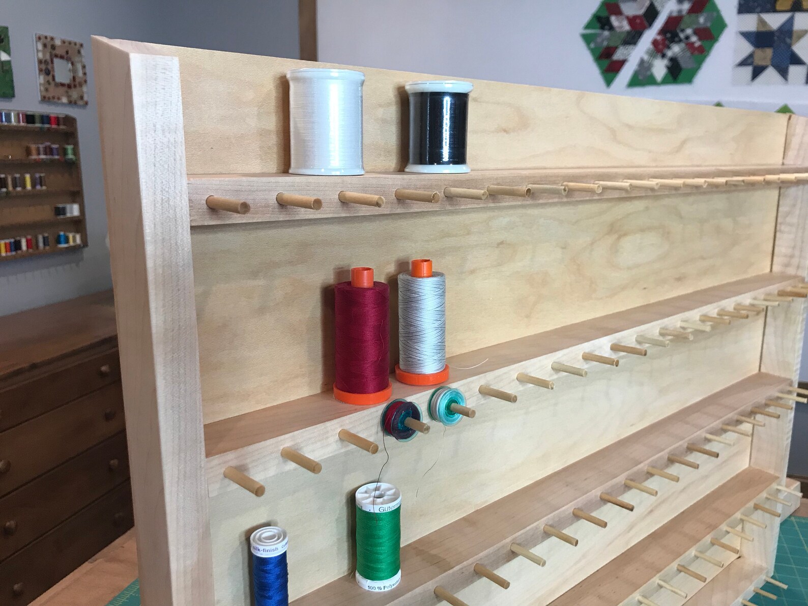 Large Wallmounted Maple Thread Holder / Thread Organizer for Etsy