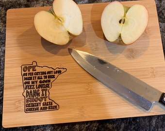Minnesota Cuss Word Bamboo Cutting board - personalizable