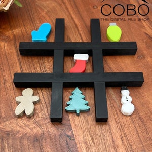 Christmas Tic-Tac-Toe To Go Archivo STL digital para impresión 3D, juego, TicTacToe portátil