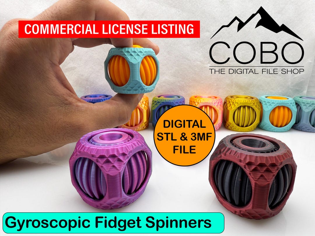 COMMERCIAL LICENSE Fun Gyroscopic Fidget Spinner Digital STL File for ...