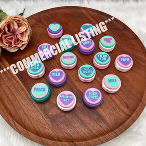 KOMMERSIELL LICENS Mega Bundle 100+ Conversation Heart Fidget Clickers Traditionell & Sarky Digital STL-fil för 3D-utskrift Nyckelring
