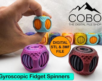 Divertido Fidget Spinner giroscópico, archivo STL digital para impresión 3D, Fidget Cube imprimible en 3D, regalo de fiesta