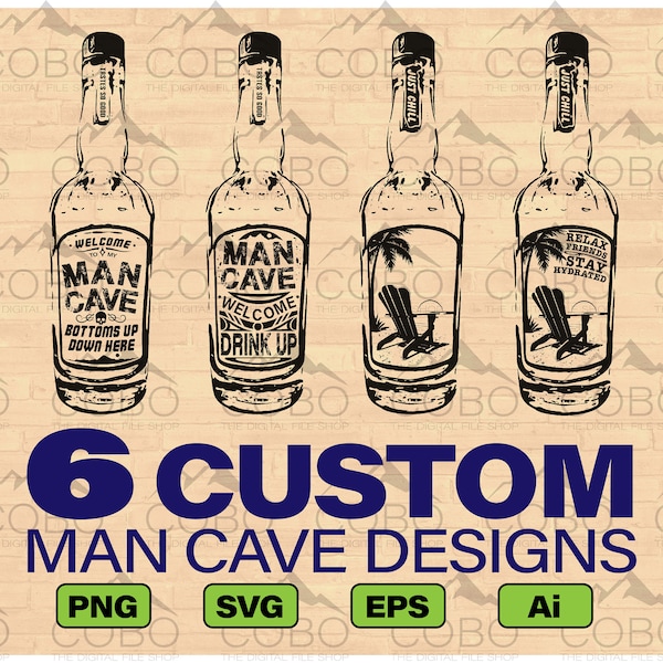 Man Cave SVG Bundle 6 designs, Garage svg Bundle, Father's day svg, Manly SVG, Drinking svg, laser engraving svg - Digital Download