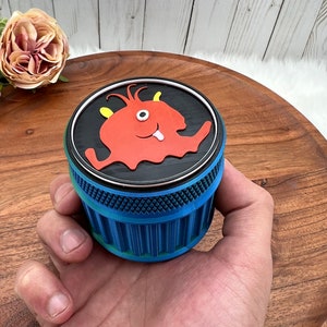 Aufbewahrungsbehälter mit Schraubdeckel Kleine, mittlere und große STL- und 3MF-Datei NUR, Cartoon-Monster-Container, 3D-gedruckt, Junge Geschenk