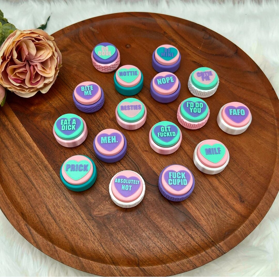 Bundle 100+ Conversation Heart Fidget Clickers Traditional & Snarky ...