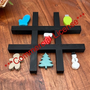 Licencia comercial Christmas Tic-Tac-Toe To Go Archivo STL digital para impresión 3D, juego, TicTacToe portátil