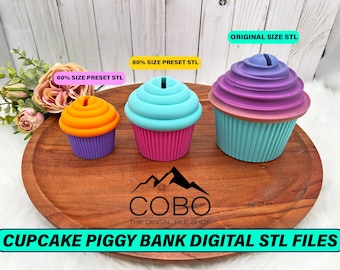 Cupcake Piggy Bank Digital STL File for 3D Printing, Child Money bank STL, Kids Allowance Container Digital STL, Coin Bank stl, Penny Bank