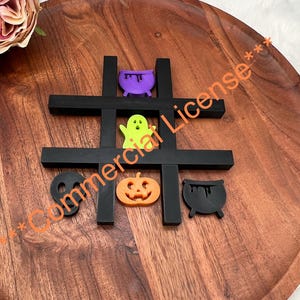 Licencia comercial Halloween Tic-Tac-Toe To Go Archivo STL digital para impresión 3D, juego, TicTacToe portátil