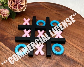 Commercial License Tic-Tac-Toe To Go Digital STL File for 3D Printing, Game, Portable TicTacToe