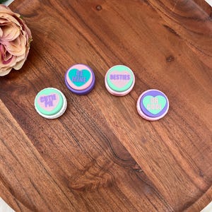Cute Conversation Heart Fidget Clickers Traditional Sayings Digital 3MF STL File for 3D Printing, 3D Printable Gift Keychain