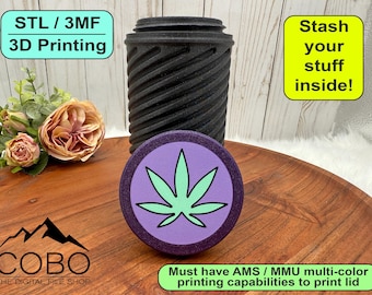 Pot Leaf Stash Jar, 3D Print Files (STL & 3MF)