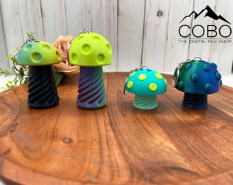 Stashroom Mushroom Keychain Digital STL File for 3D Printing, Stash Container, Mushroom Keychain, Chapstick Holder, Storage Tube