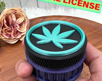 COMMERICAL LICENSE Storage Containers with screw on lid Sizes STL 3MF File, many sizes, pot leaf container, 3D printed Gift, Stoner Gift