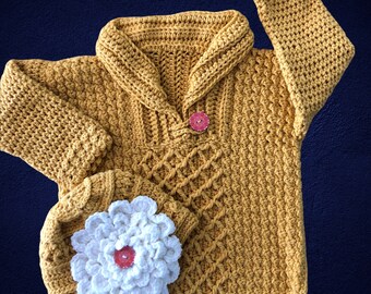 12-18 month Stylish Bentley sweater and flowered hat for the little princess in your life
