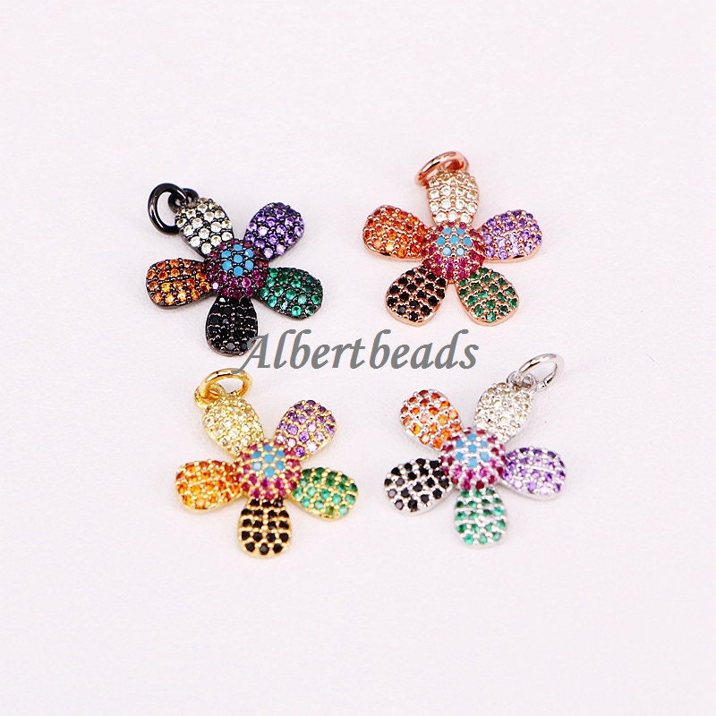 AZYZ294-8450 Fashion Micro Pave Zircon Pendant, Flower Shape