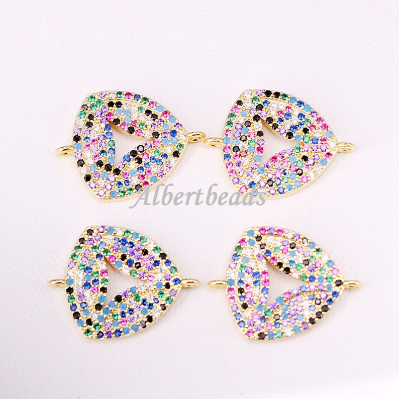10PCS A344-1530 Fashion Colorful Crystal Zirconia Geometric Connector Beads Rainbow CZ Series Jewelry