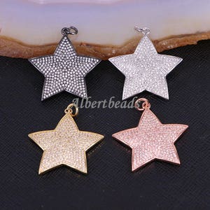 AZYZ182-8379 CZ Micro Pave Star Pendant Full Zircon Micro Paved Five Point Star Charm Pendant 5PCS