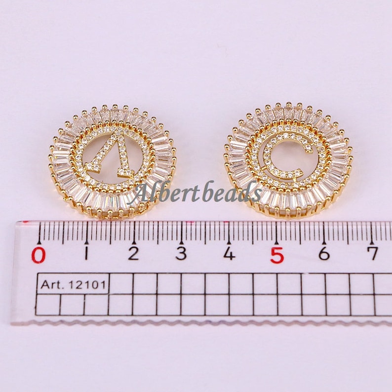 AZYZ182-8422 Gold Plated Initials Letter Connector Pendant Beads Pave CZ Alphabet Letter For Bracelet Necklace Jewelry Making 51026PCS