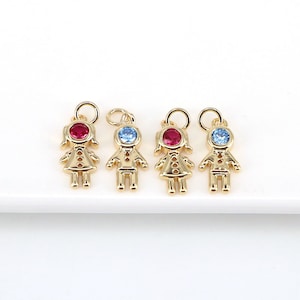 20PCS, Gold Boy and Girl Pendant, CZ Micro Pave Boy and Girl Pendant, Kids Charm Pendant for Bracelet Necklace Jewelry Making