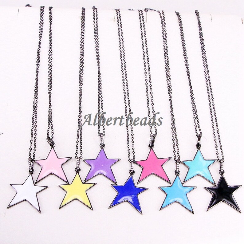 Rose color 10PCS Enamel Charm Pink Black Yellow AZYZ319-7173 Metal Copper Star Charms Blue White