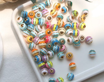 20PCS, 6mm 8mm Round Spacer Enamel Beads, Round Ball Spacer Loose Beads, DIY Jewelry Supplies Accessories