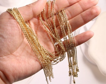 20 piezas, collar de mujer de cadena dorada de 1MM de ancho para fabricación de joyas a granel DIY, suministros al por mayor