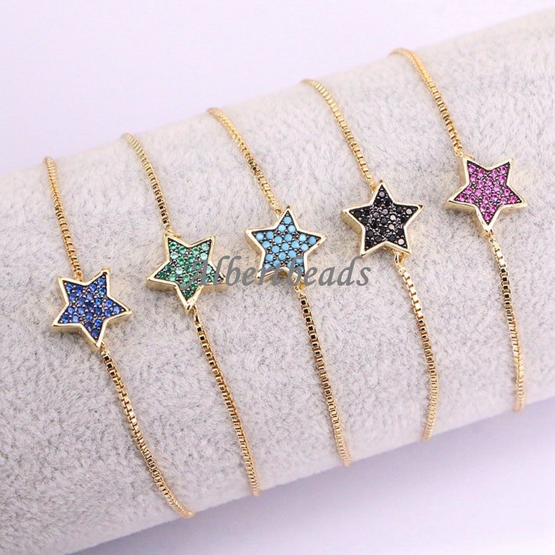 AZYZ330-2696 Gold Plated zircon star Beads CZ Zircon Mini five-pointed star spacer beads for DIY Jewelry accessories 10PCS