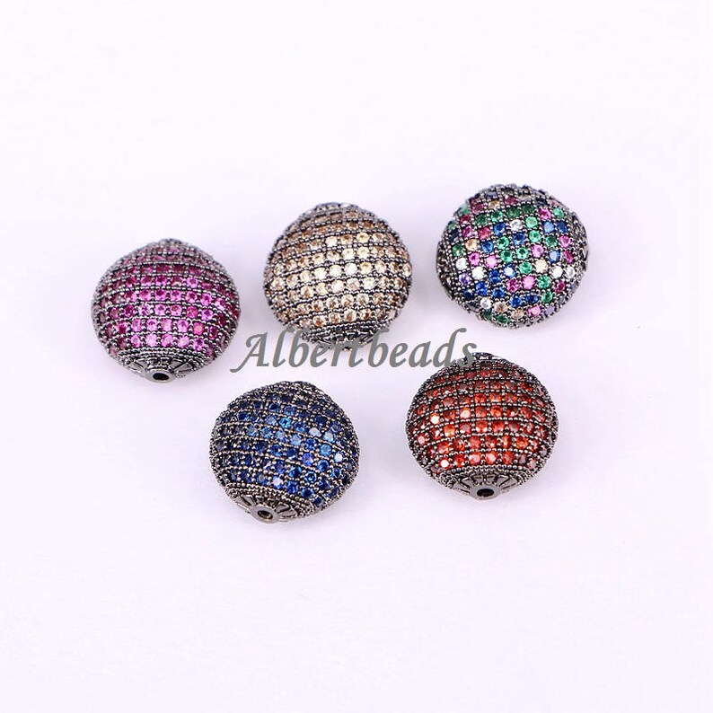 A1839656 Flat Disc Beads With Pave Crystal Cubic Zirconia Etsy