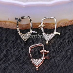 Micro Pave Zircon Copper Clasp, CZ Paved Lobster Clasp for DIY Jewelry Findings 5PCS