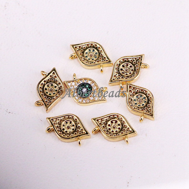 shiney Color Cubic Zirconia pendant beads 10PCS AZYZ330-3349 New cz paved Eyes Charms Diy Women Jewelry