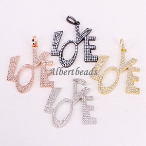 AZYZ303-8096 Micro Pave CZ Pedras Cobre Metal Cartas de Amor Jóias Colar Pingente 5PCS