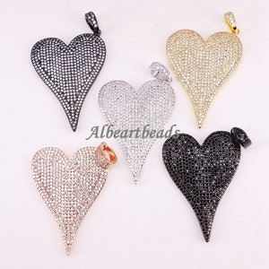 AZYZ300-4364 colgante NECKLACE de corazón largo de alta calidad, micro pave CZ encantador colgante joyería de moda 5PCS