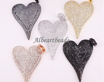 AZYZ300-4364 High quality long heart NECKLACE pendant, micro pave CZ lovely Pendant fashion jewelry 5PCS