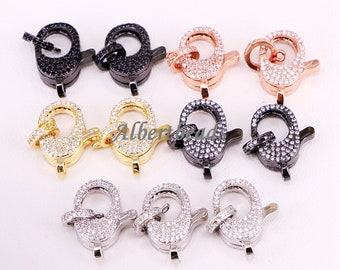 AZYZ325-9757 CZ Micro Pave Lobster Claw Clasp/Link Connector,Pave Claw Clasp,Micro Pave CZ Clasps,Link/ Connector/ Clasps/ Enhancer 11PCS