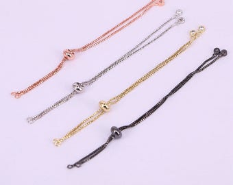 Gold / Silver / Black / Rose Gold Chain Bracelet Adjustable Chain Bracelet Findings For DIY Women Jewelry  20PCS