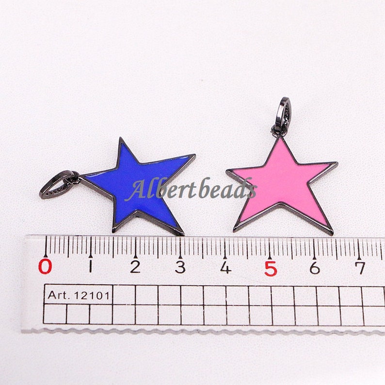Rose color 10PCS Enamel Charm Pink Black Yellow AZYZ319-7173 Metal Copper Star Charms Blue White