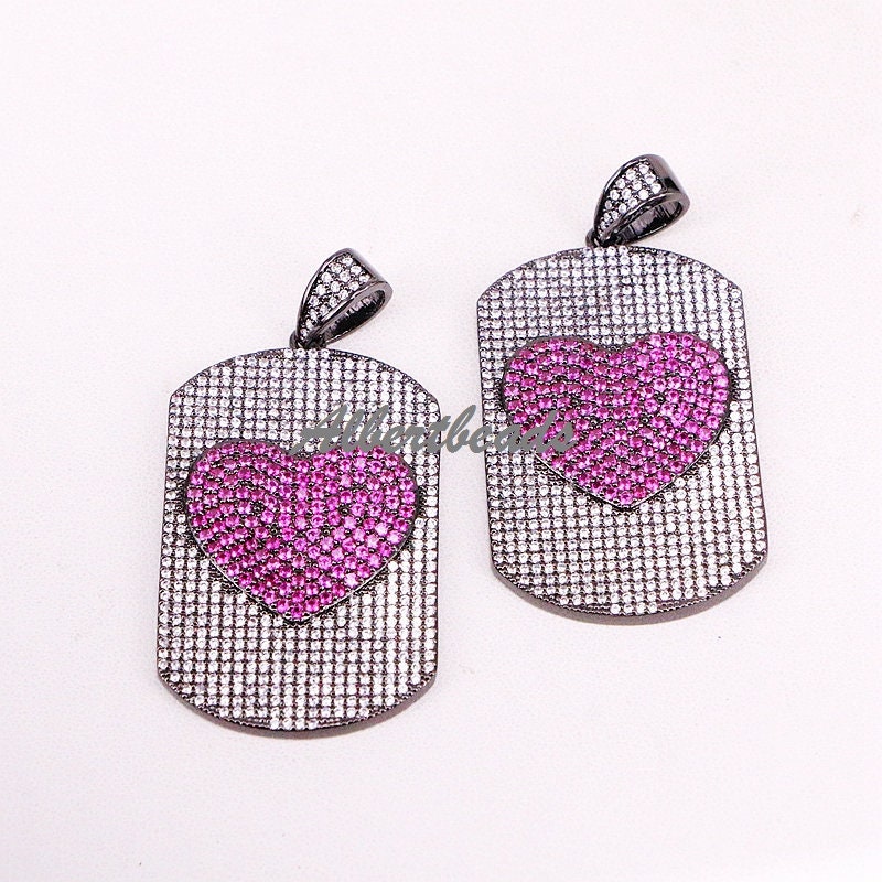 AZYZ314-4054 CZ Rectangle With Lovely Heart Pattern Pendant AZYZ314-4054 CZ Rectangle With Lovely Heart Pattern Pendant