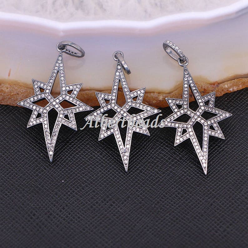 A175-9013 Micro Pave Zircon flower Star charm pendant in silver gold black rose gold color 10PCS