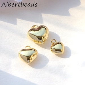 10-20PCS, Gold Plated Love Heart Charm, Gold Tone Smooth Heart Charms For Jewelry Making Supplies