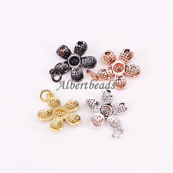 aco♡ AZYZ294-8450 Fashion Micro Pave Zircon Pendant, Flower Shape