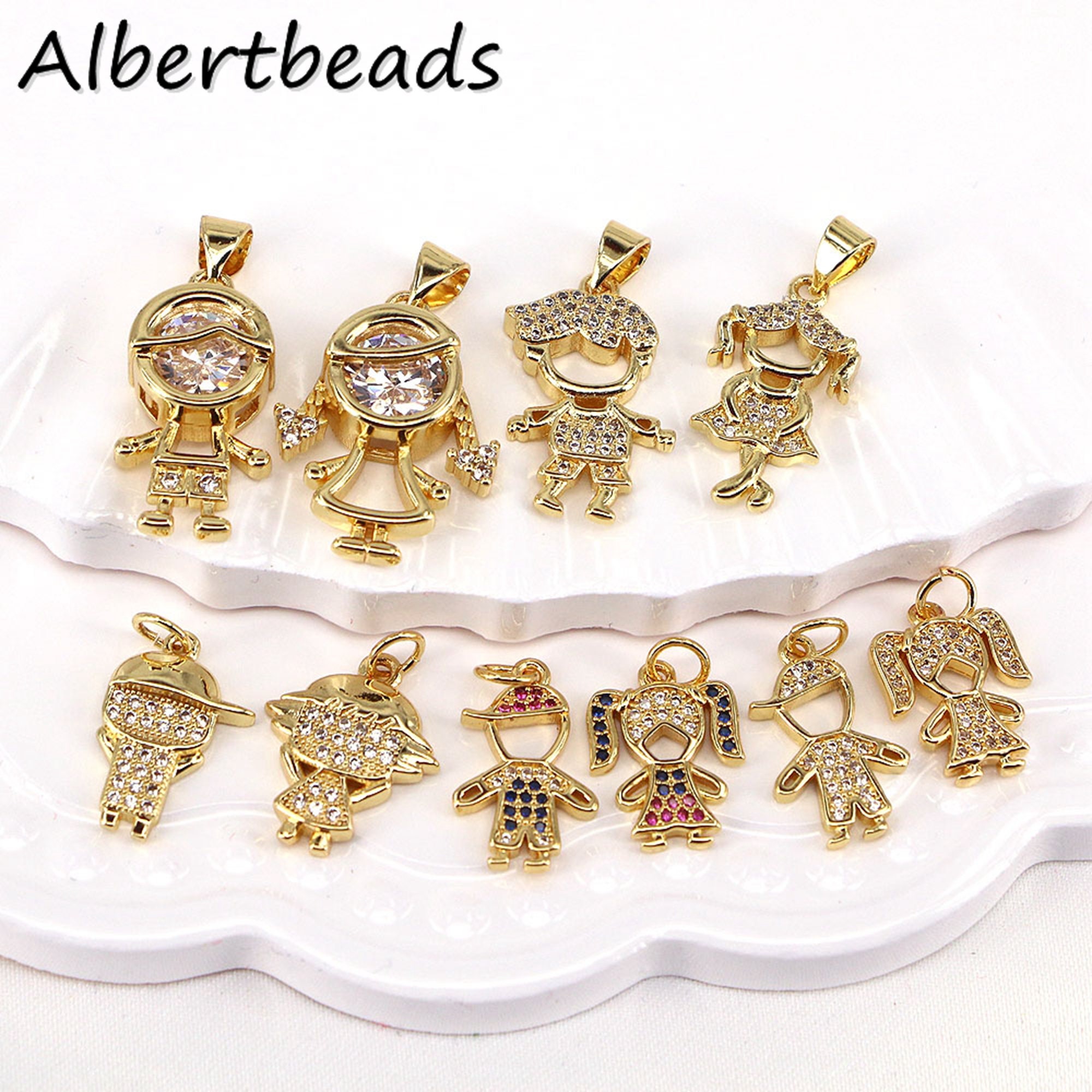6PCS Gold Boy and Girl Charm Pendant CZ Micro Pave Boy and Etsy Canada
