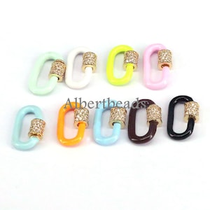 5PCS, Mini Oval Hoop Enamel Clasps Findings, Enamel Beaded Charms Connectors Carabiner Screw Lock Supplies