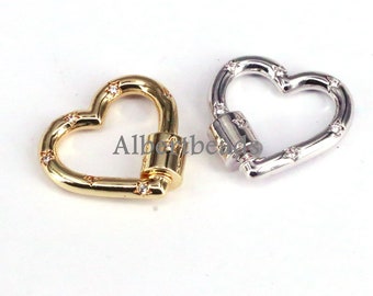 5PCS, CZ star/heart/oval screw clasp, carabiner clasp, carabiner jewelry
