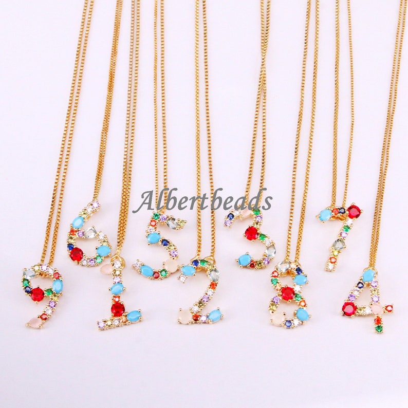 Micro Pave CZ Numbering Pendant Charms Pave Numbers Findings Number 0-9 charms 10PCS A338-9085 CZ Number Letter Charms