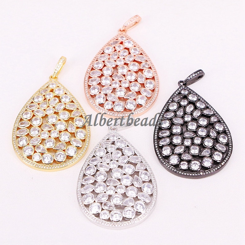 necklace accessories For women 5PCS CZ zircon pave crystal water drop Pendant AZYZ302-6821 Pave CZ Diamond Charm Pendant