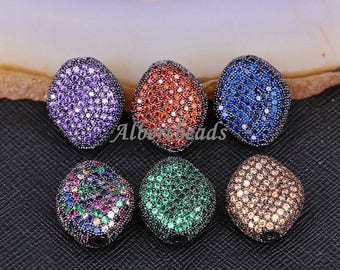 A183-9713 Micro Pave CZ Beads Spacer Cubic Zirconia Pave Crystal Charm Connector Beads for Jewelry Making Findings 5PCS